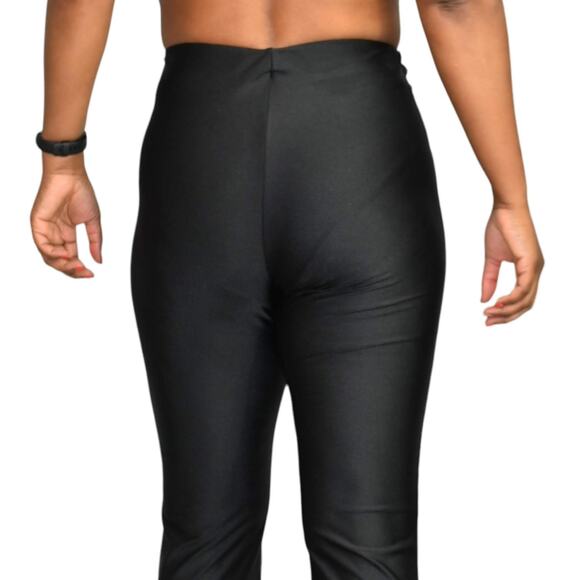 Dolls Kill Flare Pants Black Lace Up Shiny Stretch High Waist Grommet Size Small - Picture 5 of 16